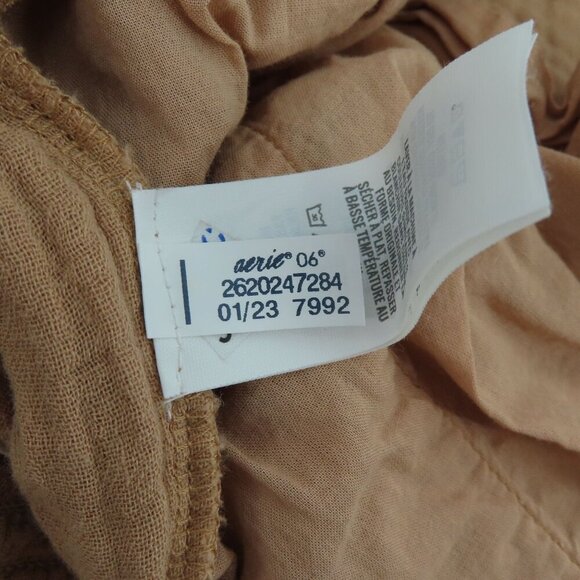 Aerie Women Small Brown Wide Leg Slit Slip On Pants Pockets Ruched Waistband - Picture 13 of 15